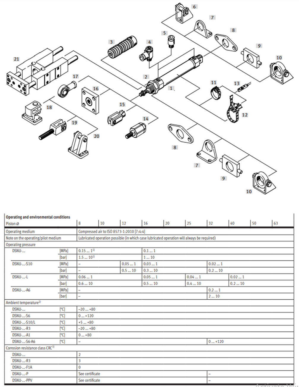 Thông số kỹ thuật Xi lanh khí Festo DSNU-20-200-PPS-A